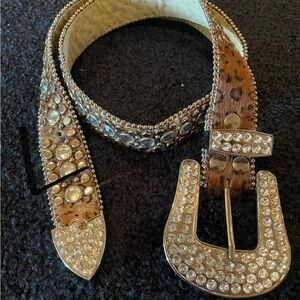 Leopard Print Rhinestone Belt